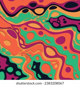 fondo de groovía psicodélica abstracta en 3D. Ilustración vectorial.