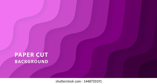 3D abstract purple background and paper cut shapes. Vector design layout for posters, banners and business presentations. 