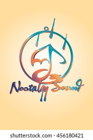 3D abstract rain of music note and symbols