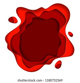 3D abstract red background with paper cut shapes. Vector illustration in paper cut style. layout for business card, presentations, flyers or posters. 