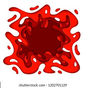 3D abstract red background with paper cut shapes. Vector illustration in paper cut style. layout for business card, presentations, flyers or posters. 