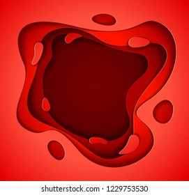 Fondo rojo abstracto 3D con formas de corte de papel. Ilustración vectorial en el estilo de corte de papel. diseño para tarjeta de visita, presentaciones, folletos o carteles. 