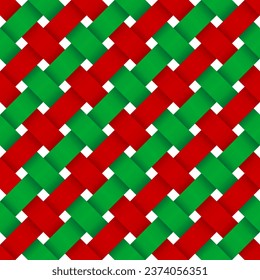 3d fondo abstracto de tejido rojo y verde para navidad. ilustración vectorial para el fondo de la tarjeta de saludo de banner vacaciones impresión de año nuevo envoltura papel textil.