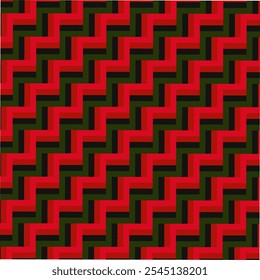 3d Abstract Red Seamless zig zag pattern vector on a black background. Chevron pattern. Design for fashion, fabric, textile, wallpaper, duvet cover, web, wrapping and all prints. Geometric wall art.