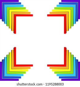 3D Abstract reinbow colors background or frame. 