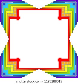 3D Abstract reinbow colors background or frame. 