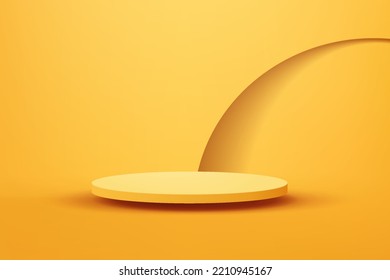 3d abstract scene background soft yellow floating podium product presentation mock up show