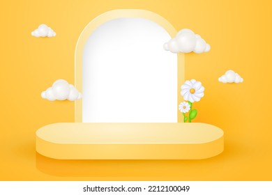 3d abstract scene background yellow podium product presentation mock up show background