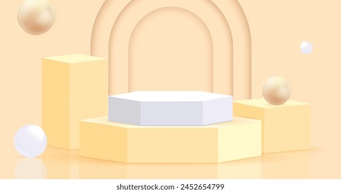 3d abstract scene shapes background vector design in eps 10