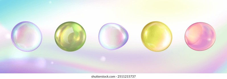 3d abstract set of collagen serum bubbles. Cosmetic essence. Collagen  clear  realistic drops