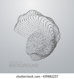 3D abstract shape of particles. Futuristic vector illustration. Technology concept. Nano or microbiology vector. Physics concept