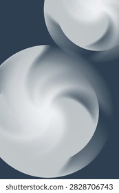 3D Abstract Silver Fluid Sphere with Swirl Motion on Dark Slate Blue Background for Tech Logo, Modern Emblem, and Graphic Design Element