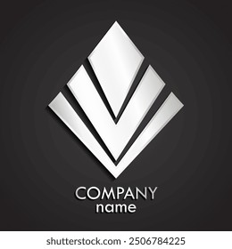 3d abstract silver linear square logo