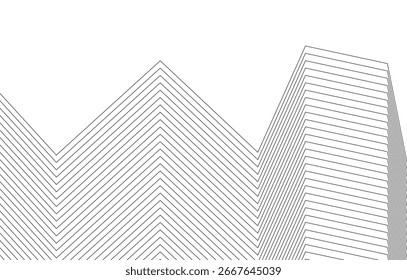 arranha-céus abstratos 3d com forma em ziguezague com design de padrão de contorno 