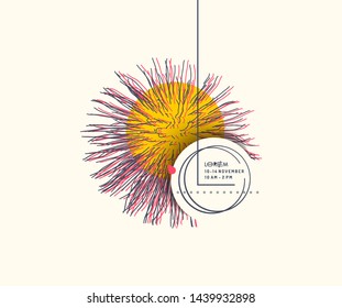 3d abstract sphere. Array with dynamic particles. Modern science and technology element. Vector composition for invitation, cover, poster, flyer or banner.
