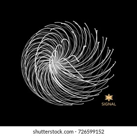 3d abstract sphere. Array with dynamic particles. Modern science and technology element. Vector illustration.