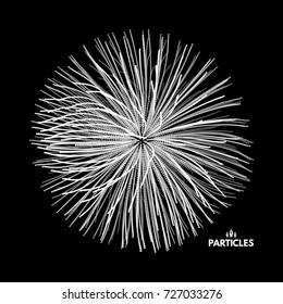 3d abstract sphere. Array with dynamic particles. Modern science and technology element. Vector illustration.