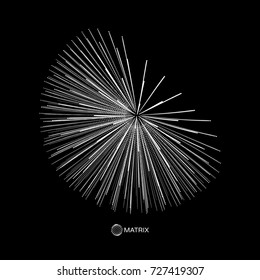 3d abstract sphere. Array with dynamic particles. Modern science and technology element. Vector illustration.