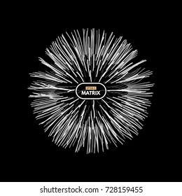 3d abstract sphere. Array with dynamic particles. Modern science and technology element. Vector illustration.