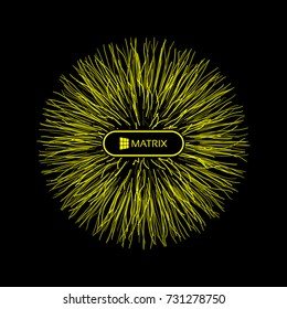 3d abstract sphere. Array with dynamic particles. Modern science and technology element. Vector illustration.