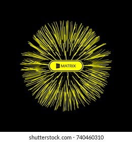 3d abstract sphere. Array with dynamic particles. Modern science and technology element. Vector illustration.