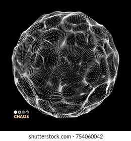 3d abstract sphere. Array with dynamic particles. Modern science and technology element. Vector illustration.