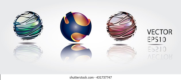 3d Abstract Sphere Logo Templates. Technology Sci-fi Theme.