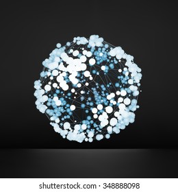 3d Esfera Resumen. Elemento moderno de ciencia y tecnología. Forma geométrica, línea y punto. Ilustración vectorial. 