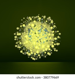 3d Abstract Sphere. Modern Science and Technology Element. Geometric Shape, Line and Dot. Vector Illustration. 