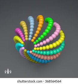 Abstrakte 3D-Kugeln-Zusammensetzung. Futuristische Technologie Stil. 3D-Vektorgrafik für Wissenschaft, Technologie, Marketing, Präsentation. Verbindungsstruktur. Netzwerkdesign. 3D-Vektorgrafik.