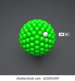 3d abstract spheres composition. Futuristic technology style. Vector illustration for design.