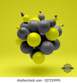 3d abstract spheres composition. Vector illustration.