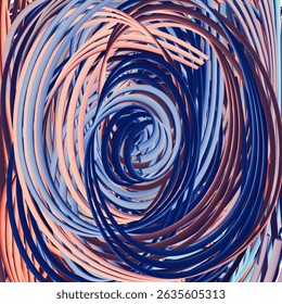 3D abstract spiral pattern with twisted ribbons in blue, pink, and purple tones. Perfect for futuristic backgrounds, digital art, or dynamic design concepts.