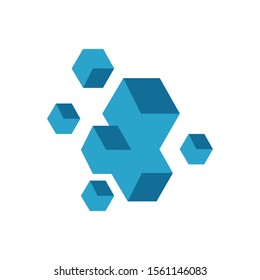 3D abstract square cube stacked boxes logo symbol  icon template Vector illustration