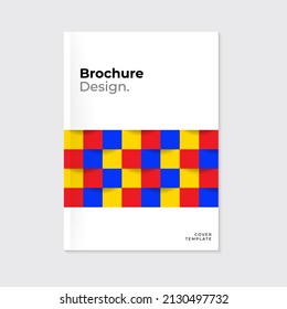 3D abstract squares. Brochure, cover, leaflet, template design. Modern colorful mosaic pattern on white background. A4 Annual report