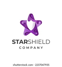 Ilustración de vectores con logotipo inteligente Star Shield de 3D