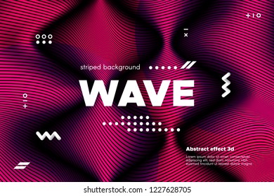3d Abstract Striped Background. Linear Banner with Distortion and Movement of Surface. Wave Template in Pink Colors. Flow Ripple Concept. Abstract Poster in Modern Style for Business and Web Design.