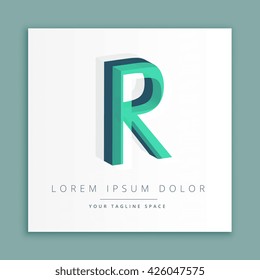 3d abstract style logo with letter R