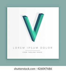 3d abstract style logo with letter V