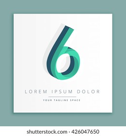 3d abstract style logo with number 6