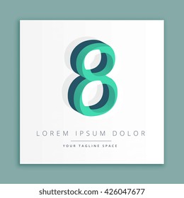 3d abstract style logo with number 8