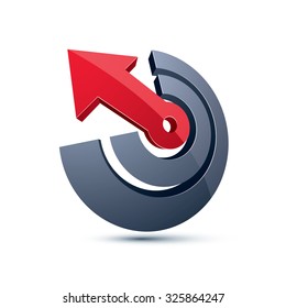 3d abstract symbol with an arrow. Business strategy theme vector design element, innovations theme icon. 