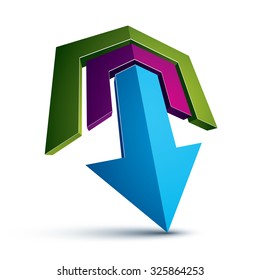 3d abstract symbol with an arrow. Business development and success concept vector design element, innovations theme icon. 