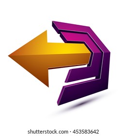 3d abstract symbol with an arrow. Business development and success concept vector design element, innovations theme icon. 