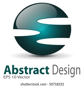 3d abstract symbol, glossy shape, vector illustration