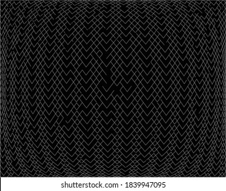 3d Abstrakt . Textur mit gewölbten, zweiwertigen Linien. Optische Kunsthintergrund. Wave Design schwarz-weiß. Digitales Bild mit psychedelischen Streifen. Vektorgrafik