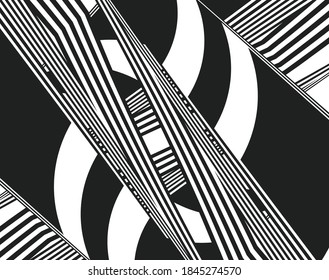 3d Abstract . Texture with wavy, billowy lines. Optical art background. Wave design black and white. Digital image with a psychedelic stripes. Vector illustration