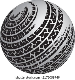 3d Abstract . Texture with wavy, billowy lines. Optical art background. Wave design black and white. Tire Tracks. Vector illustration