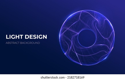 3d abstract torus. Vector neon design. Web banner futuristic template.