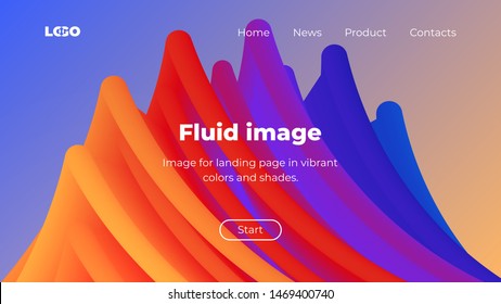 3d abstract vector background. Landing page in orange, purple and blue colors. Vibrant shapes, flow banner, brochure, web page.